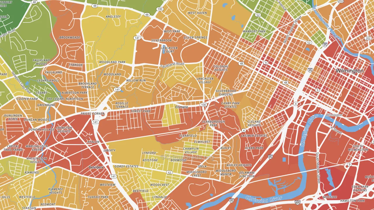 Elsmere, DE Map of Assault Rates
