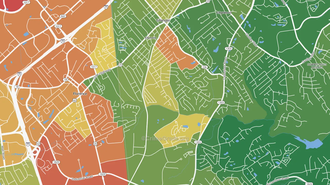 Elsmere, KY Map of Assault Rates