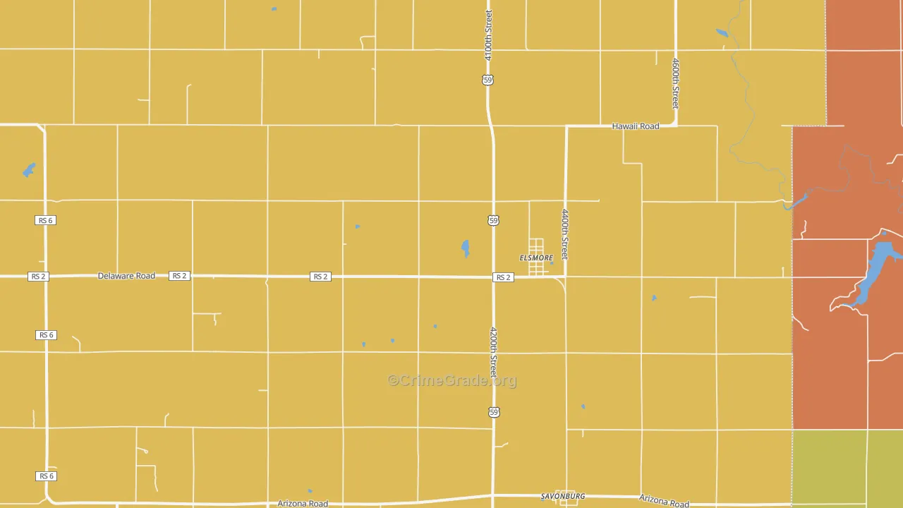 Elsmore, KS Map of Assault Rates