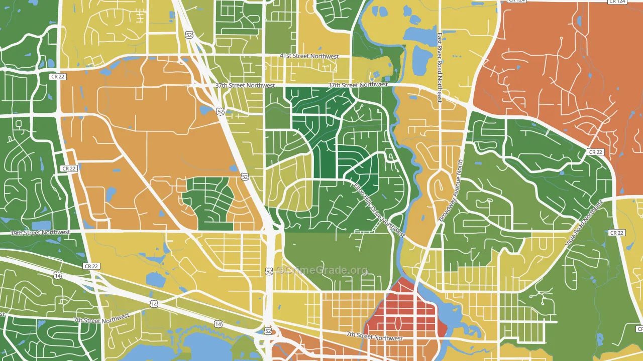 Elton Hills, Rochester, MN Map of Assault Rates