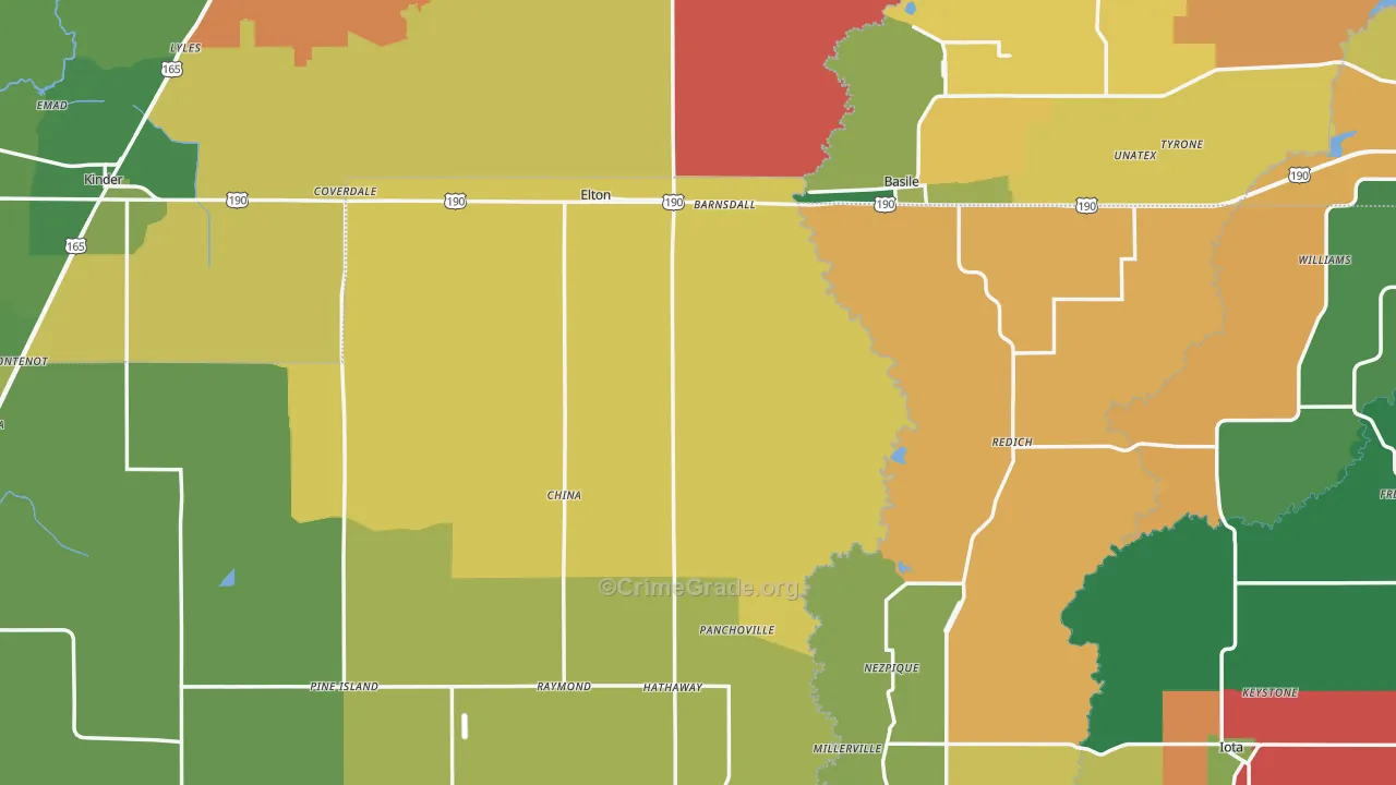 Elton, LA Map of Assault Rates