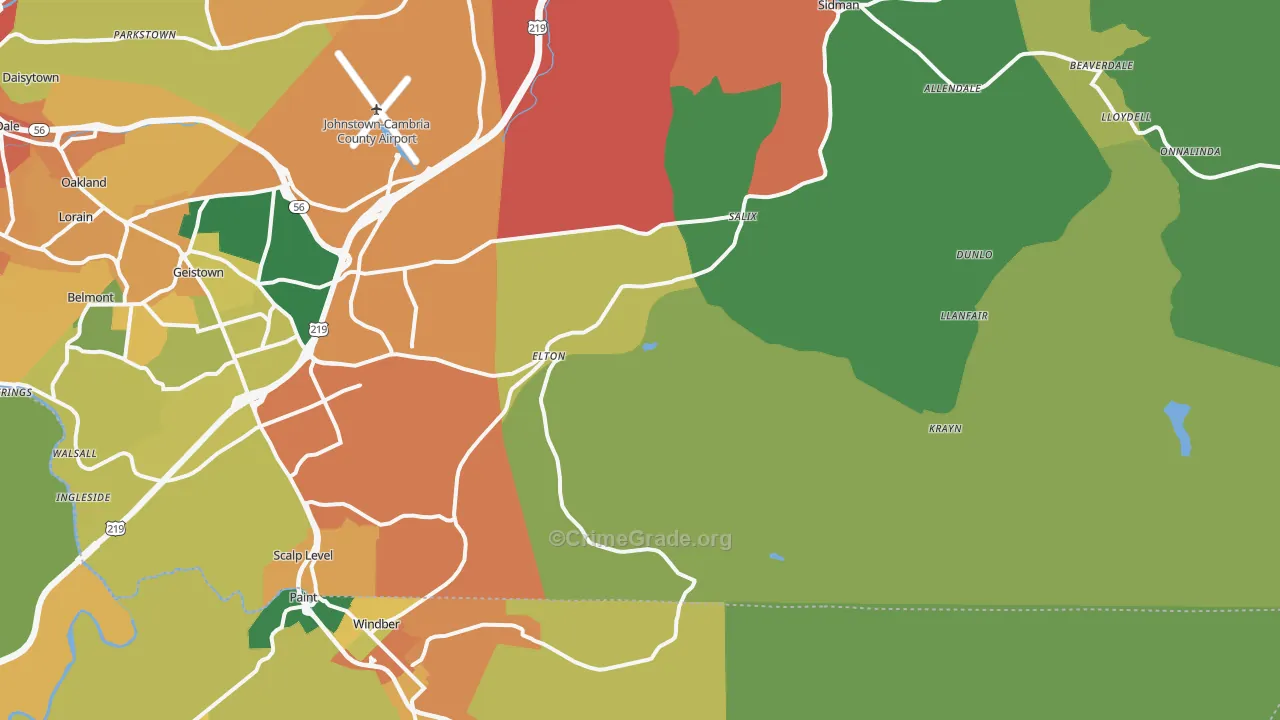 Elton, PA Map of Assault Rates