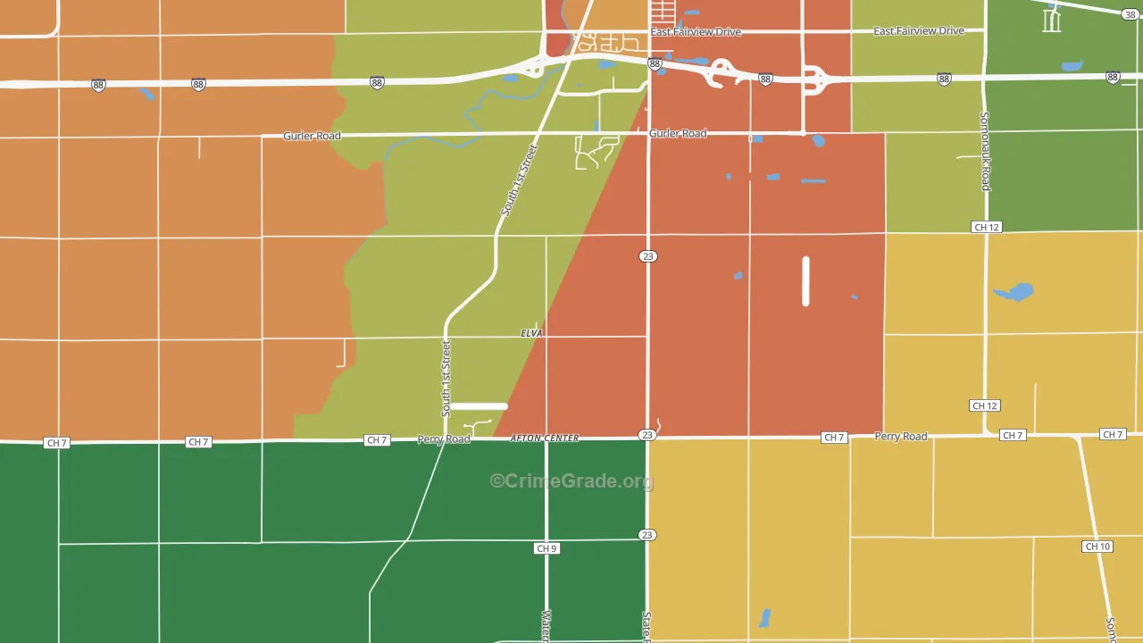 Elva, IL Map of Assault Rates