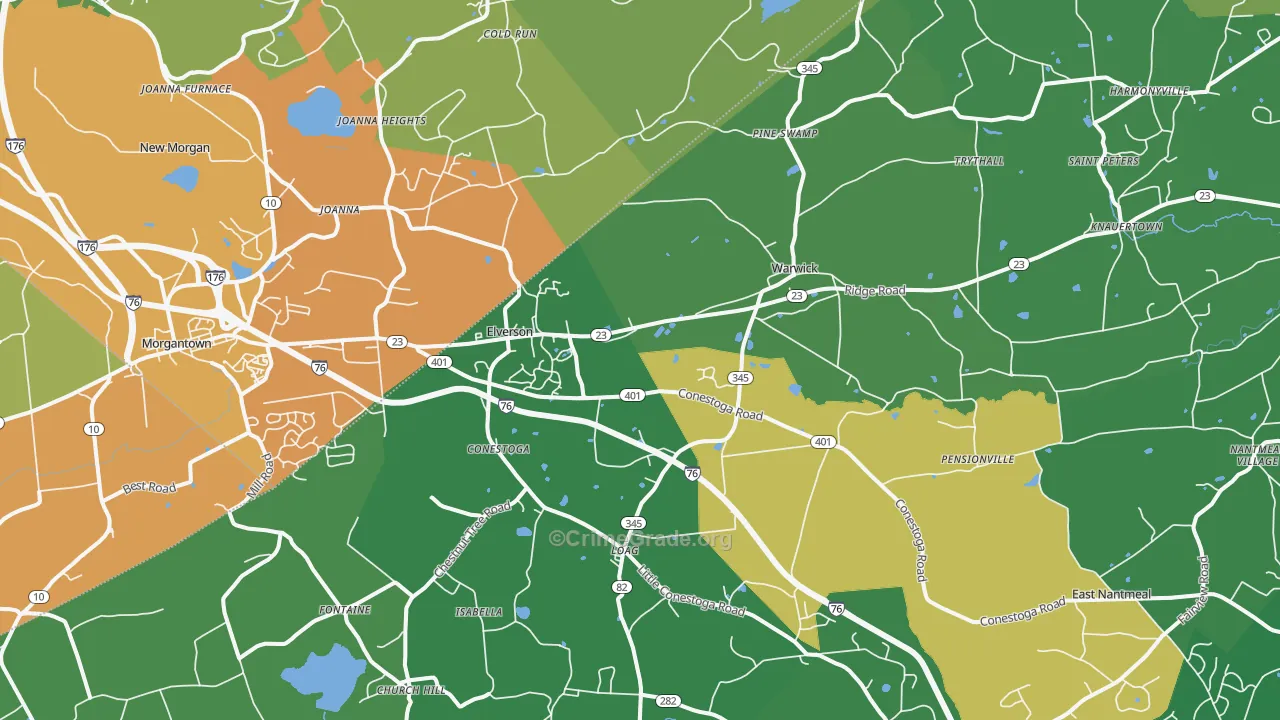 Elverson, PA Map of Assault Rates