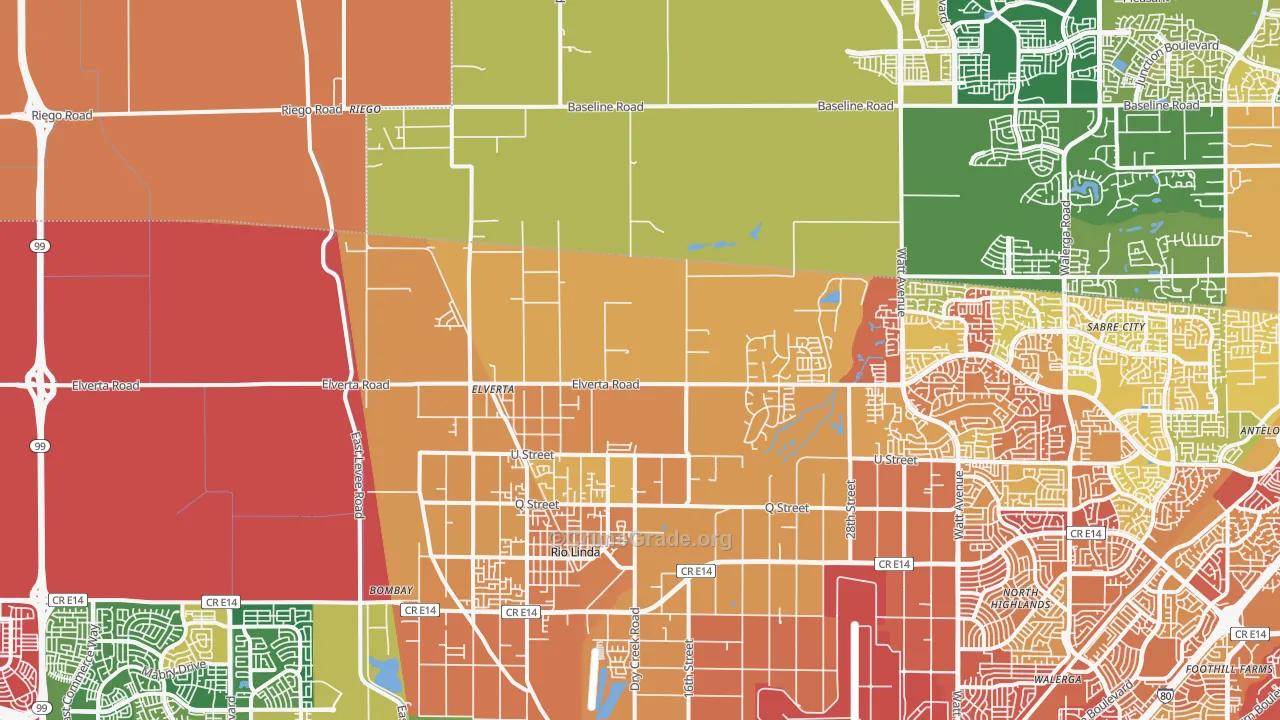 Elverta, CA Map of Assault Rates