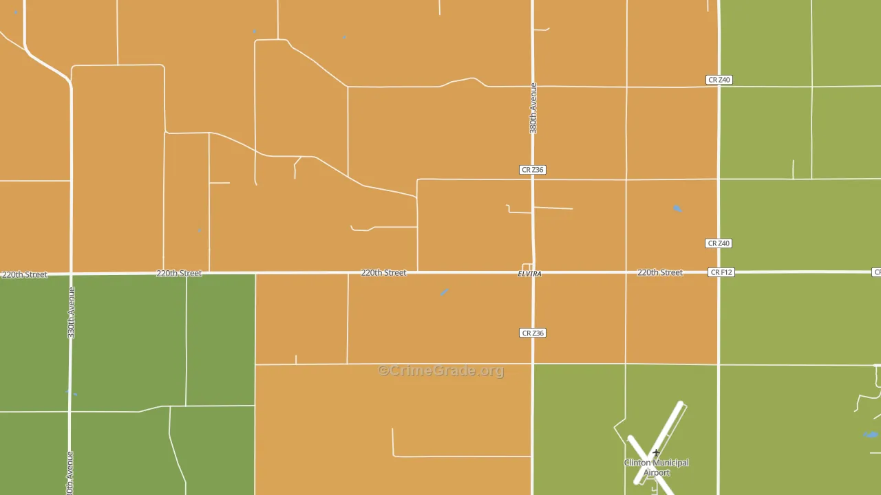 Elvira, IA Map of Assault Rates