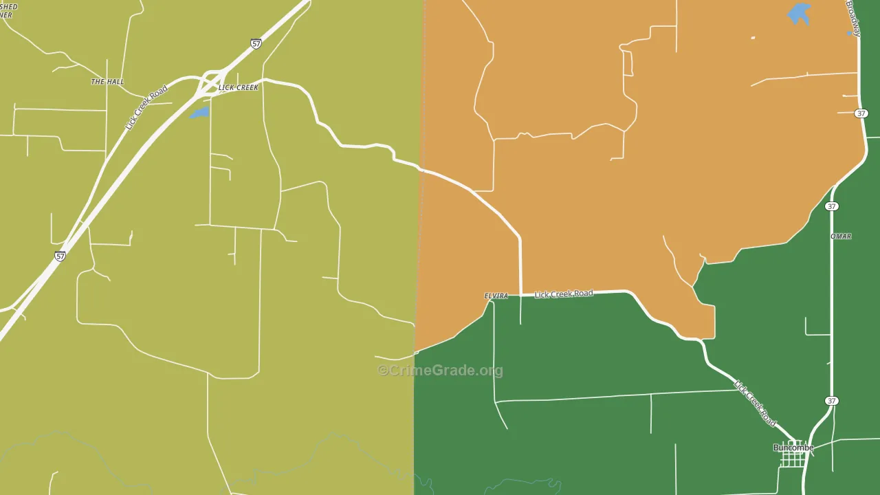 Elvira, IL Map of Assault Rates