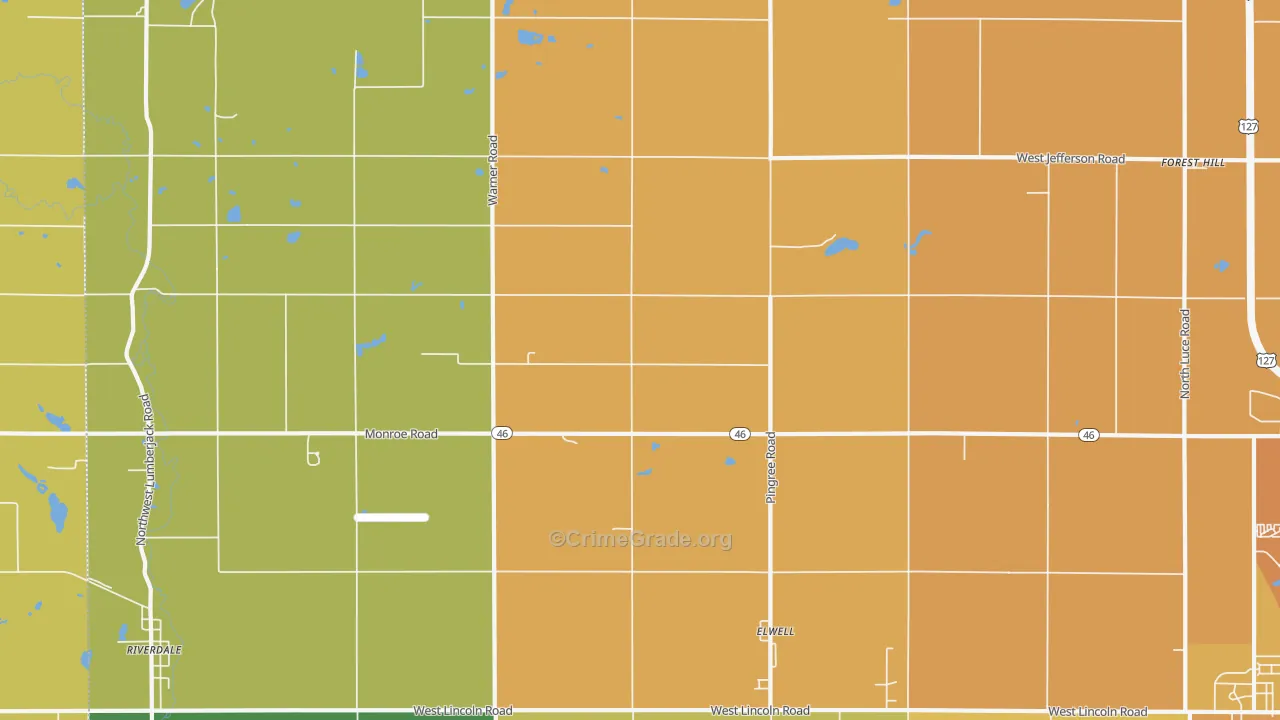 Elwell, MI Map of Assault Rates