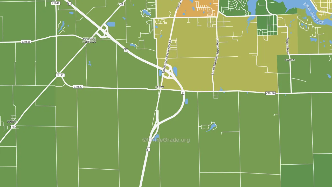 Elwin, IL Map of Assault Rates