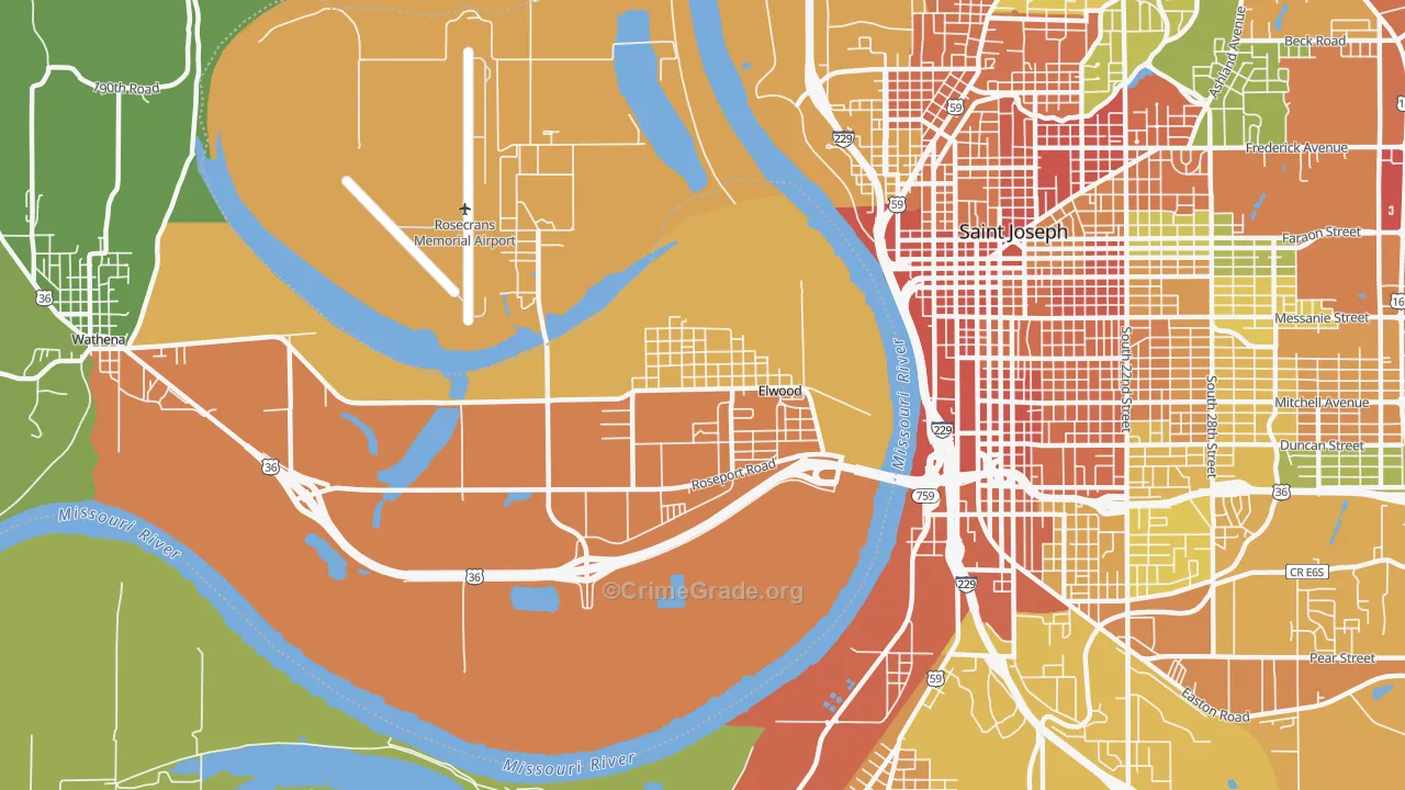 Elwood, KS Map of Assault Rates