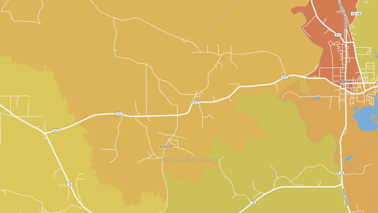 Elwood, MS Map of Assault Rates