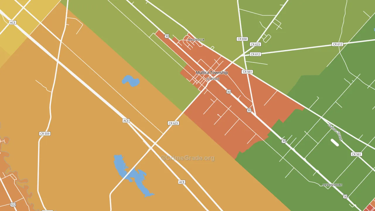 Elwood, NJ Map of Assault Rates