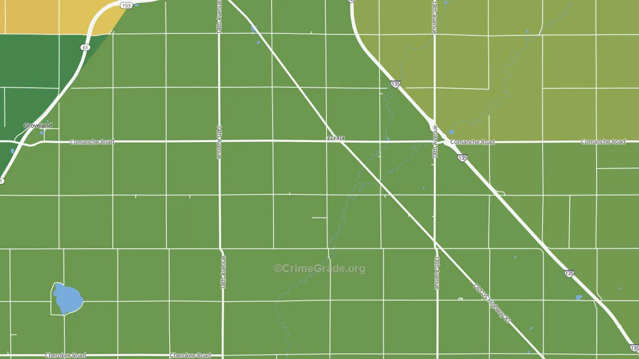 Elyria, KS Map of Assault Rates