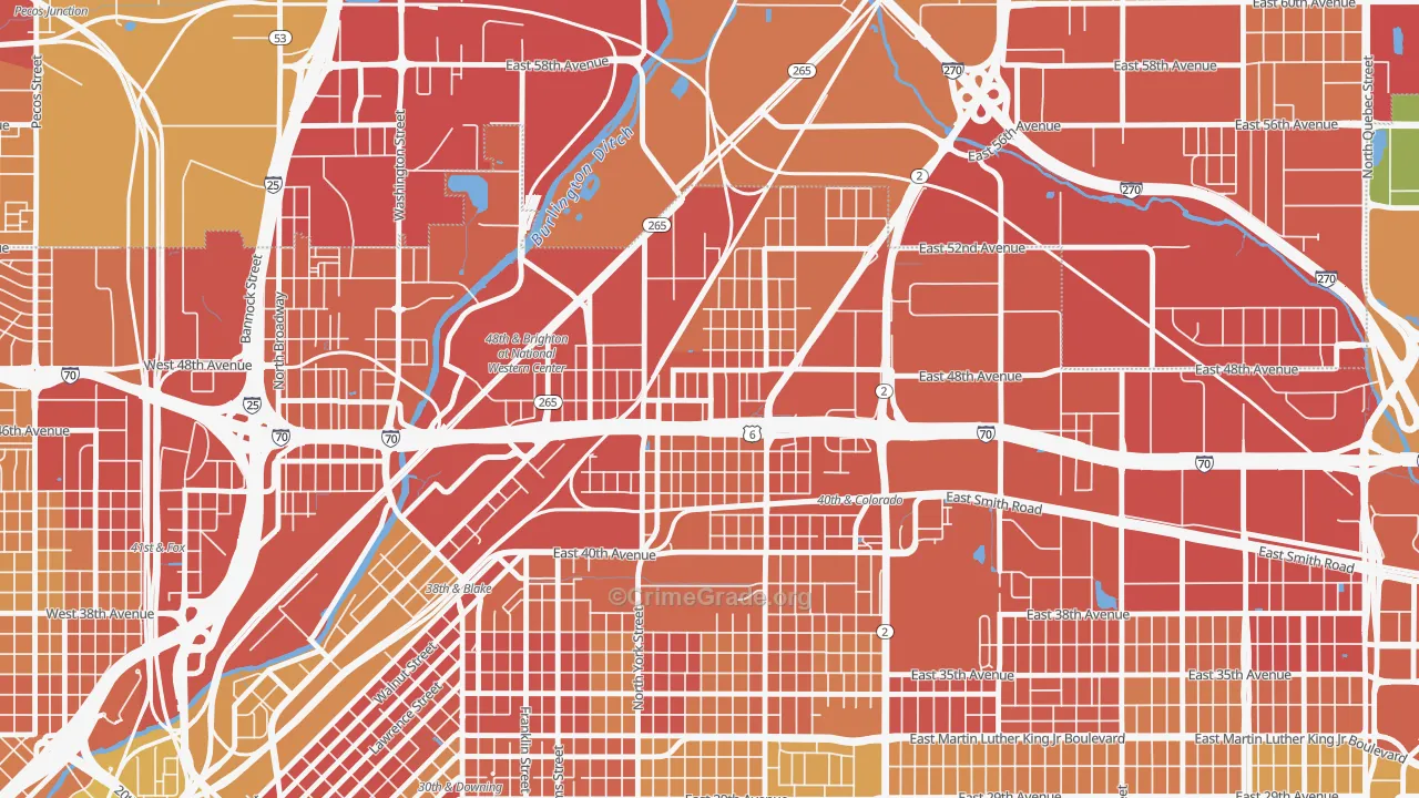 Elyria Swansea, Denver, CO Map of Assault Rates