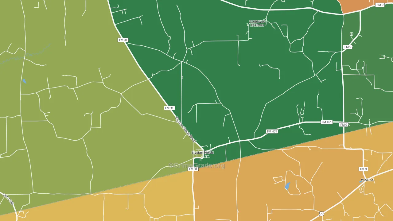 Elysian Fields, TX Map of Assault Rates