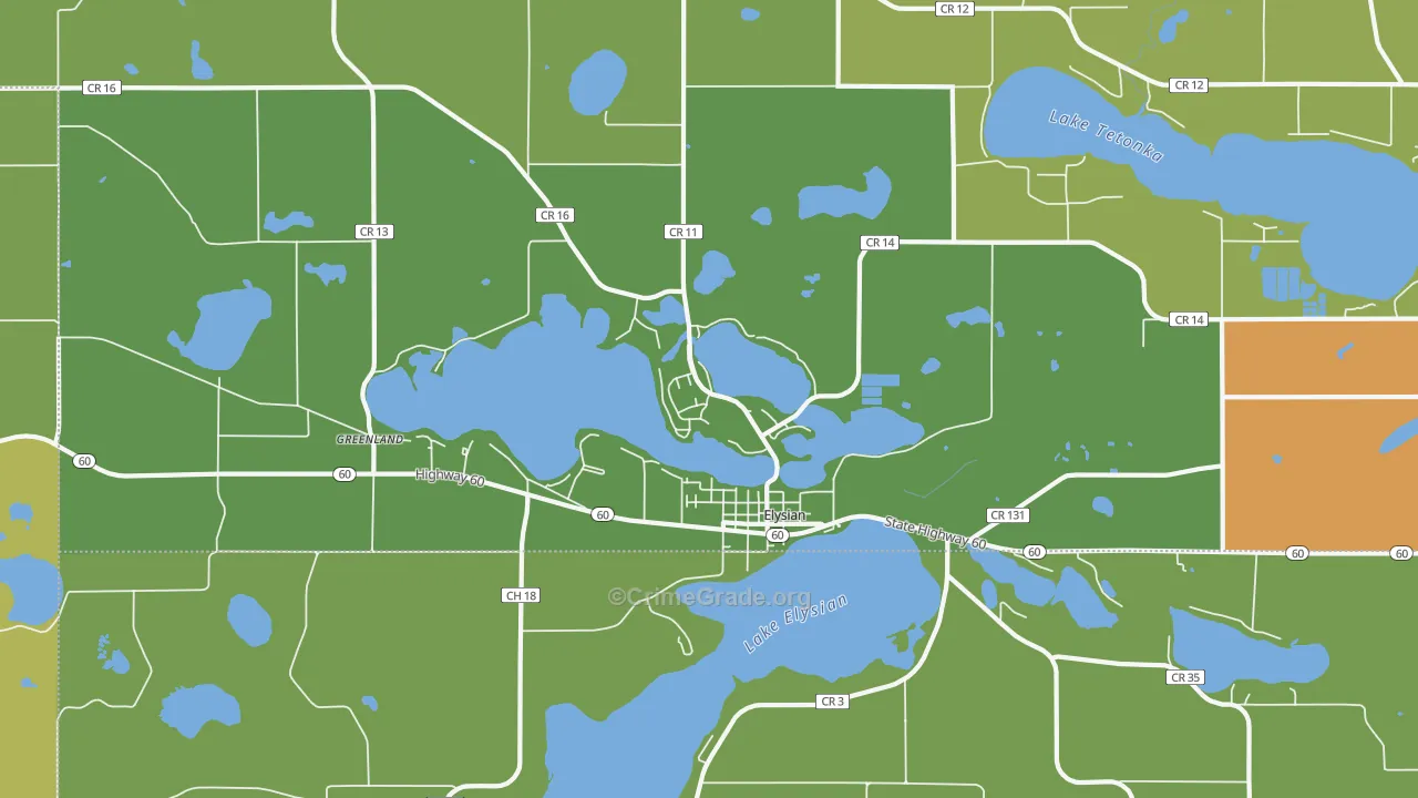 Elysian, MN Map of Assault Rates