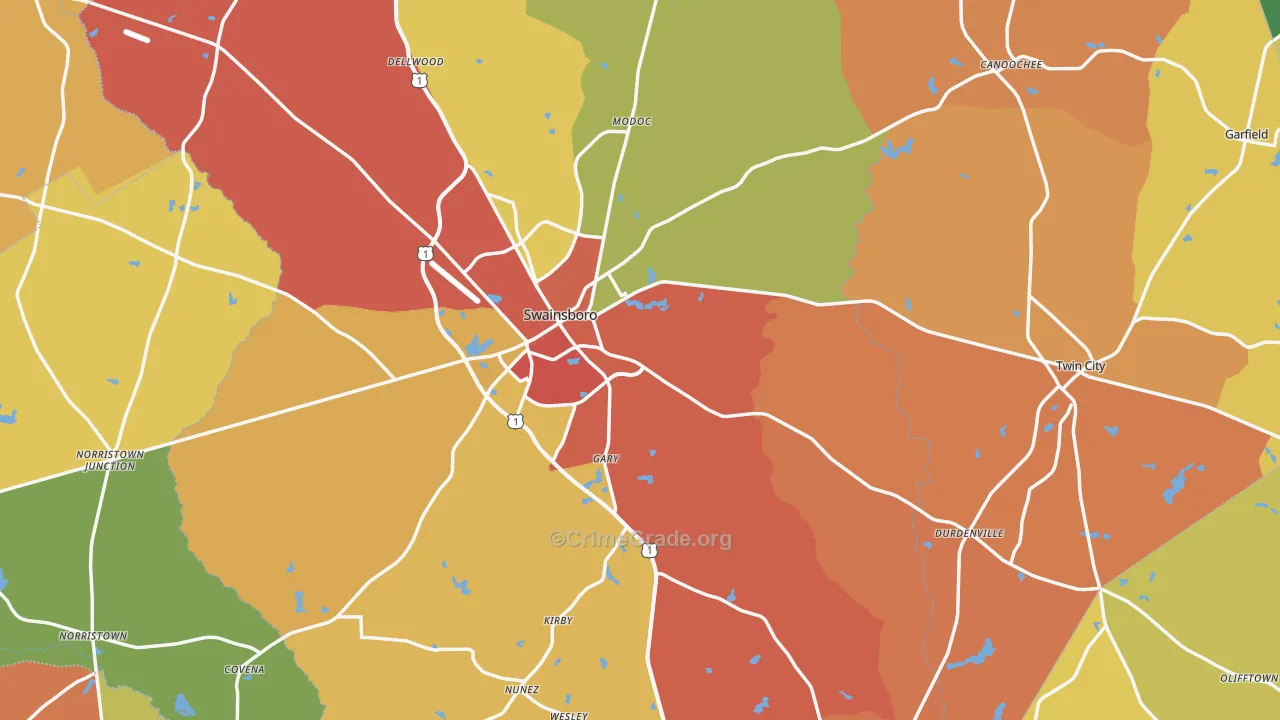 Emanuel County, GA Map of Assault Rates