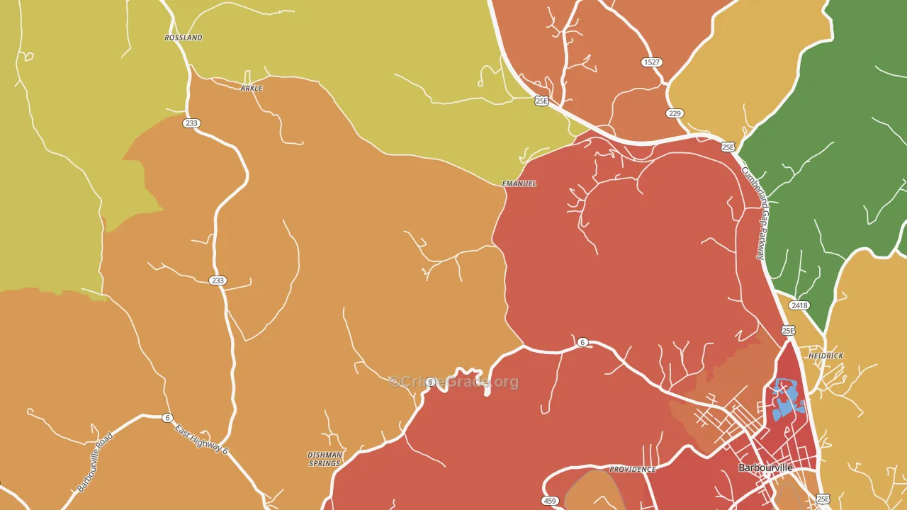 Emanuel, KY Map of Assault Rates