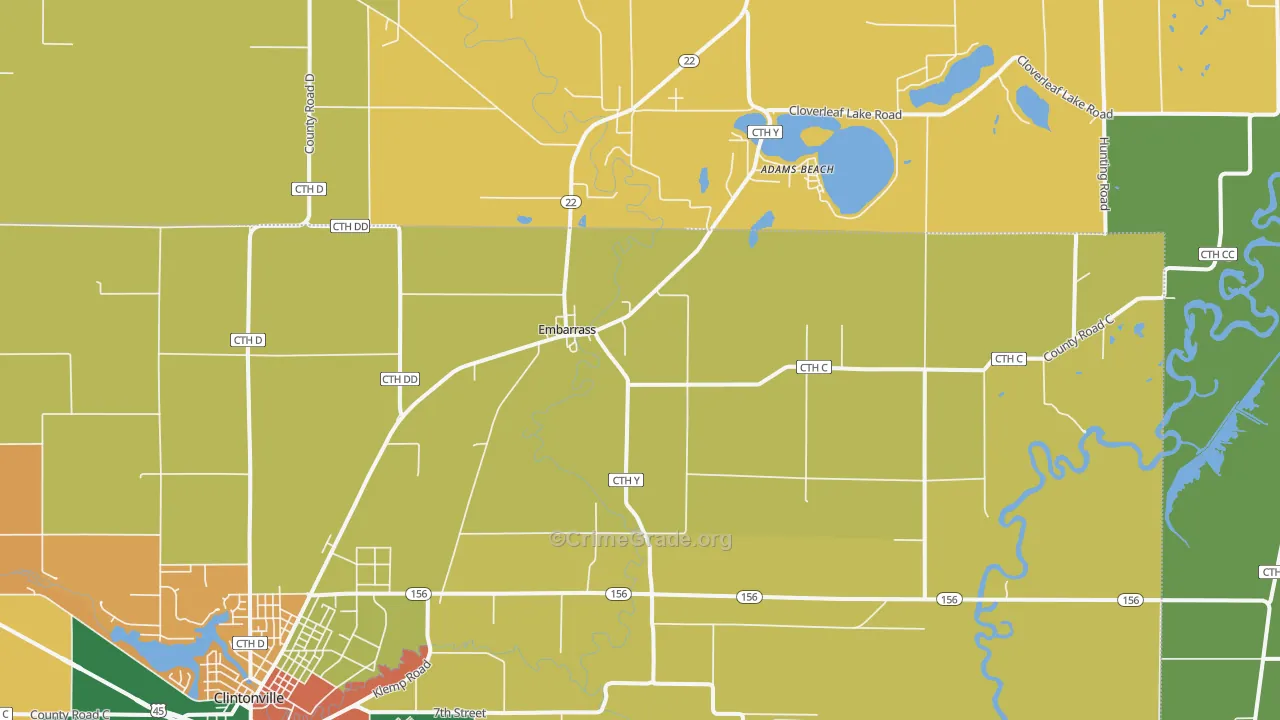 Embarrass, WI Map of Assault Rates