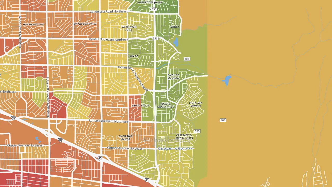 Embudo Canyon, Albuquerque, NM Map of Assault Rates
