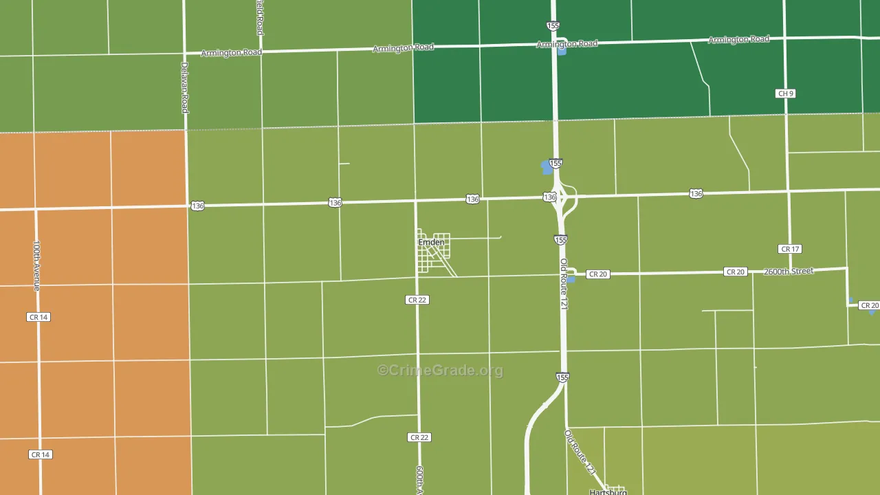 Emden, IL Map of Assault Rates