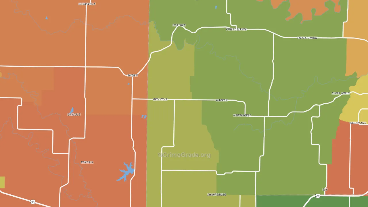 Emden, MO Map of Assault Rates