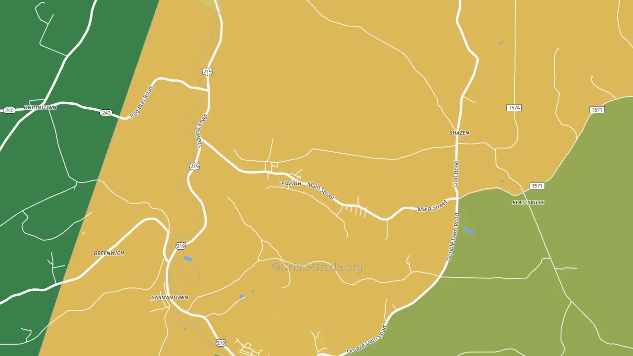 Emeigh, PA Map of Assault Rates