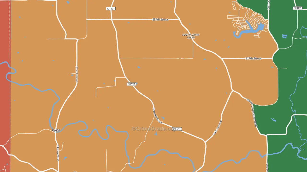 Emeline, IA Map of Assault Rates