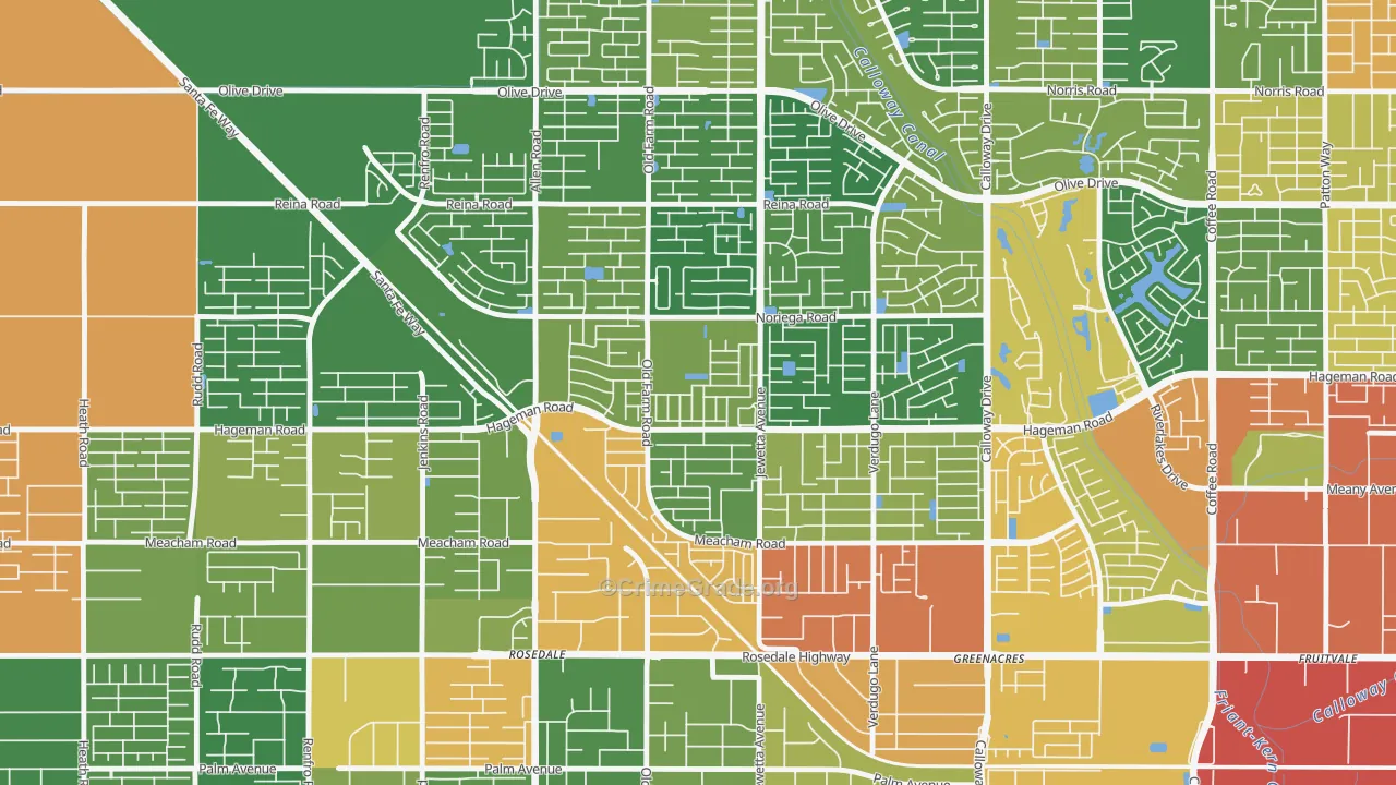 Emerald Estates, Bakersfield, CA Map of Assault Rates