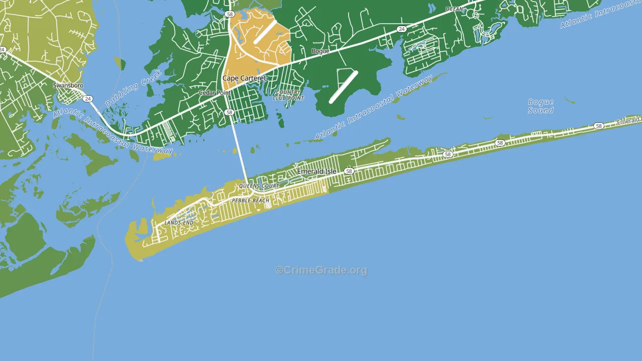 Emerald Isle, NC Map of Assault Rates