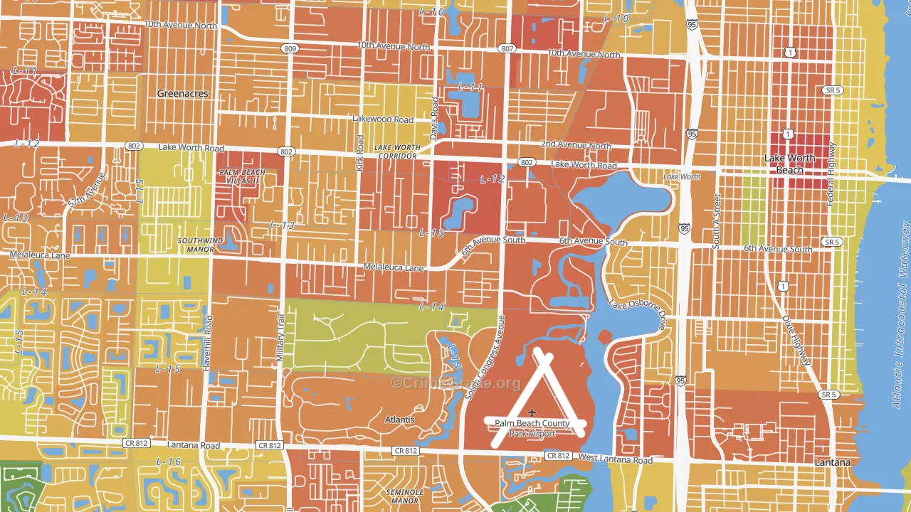 Emerald Lake-Miami, Lake Worth, FL Map of Assault Rates