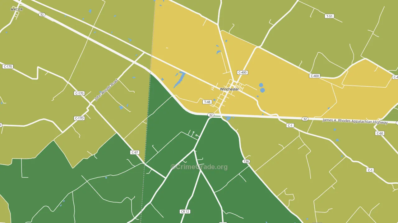 Emerald, OH Map of Assault Rates