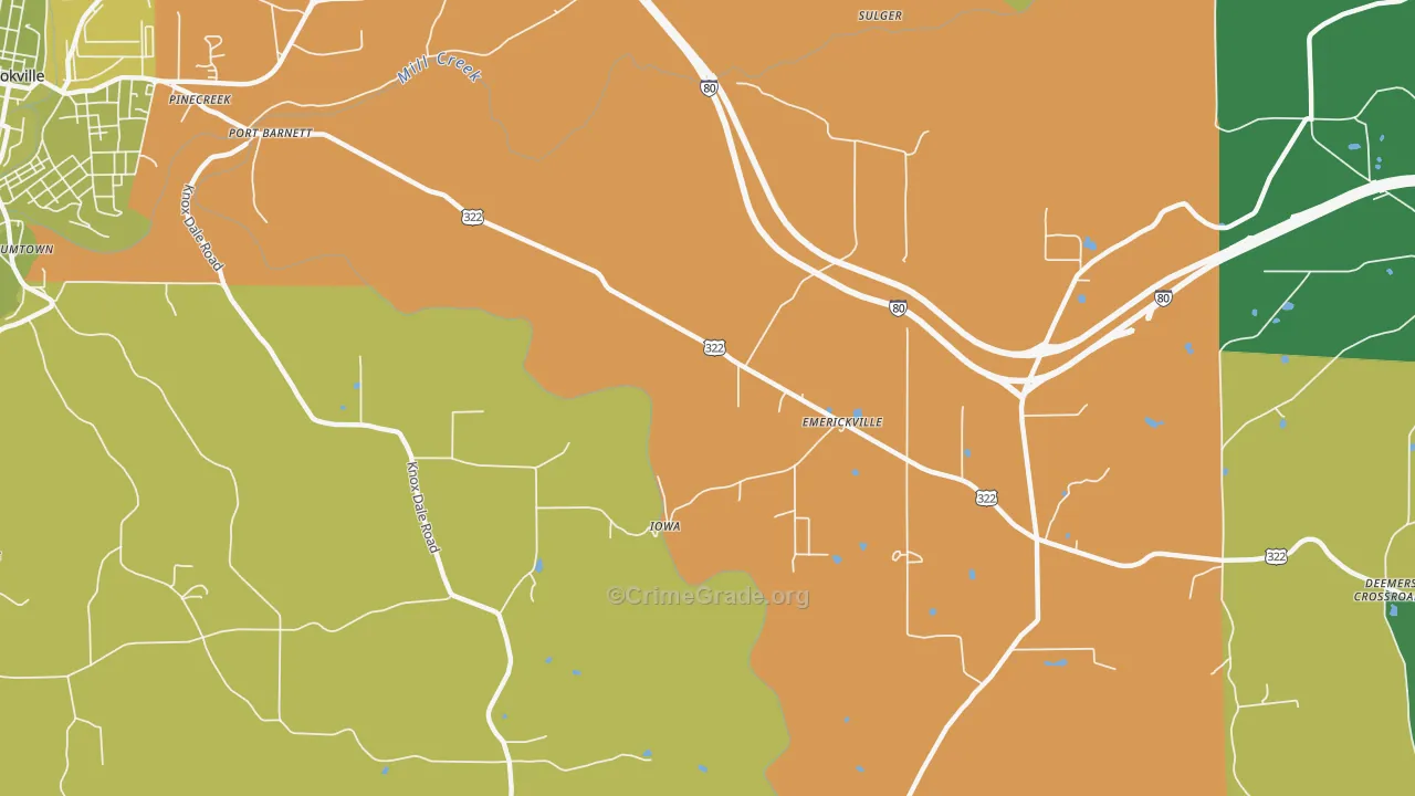 Emerickville, PA Map of Assault Rates