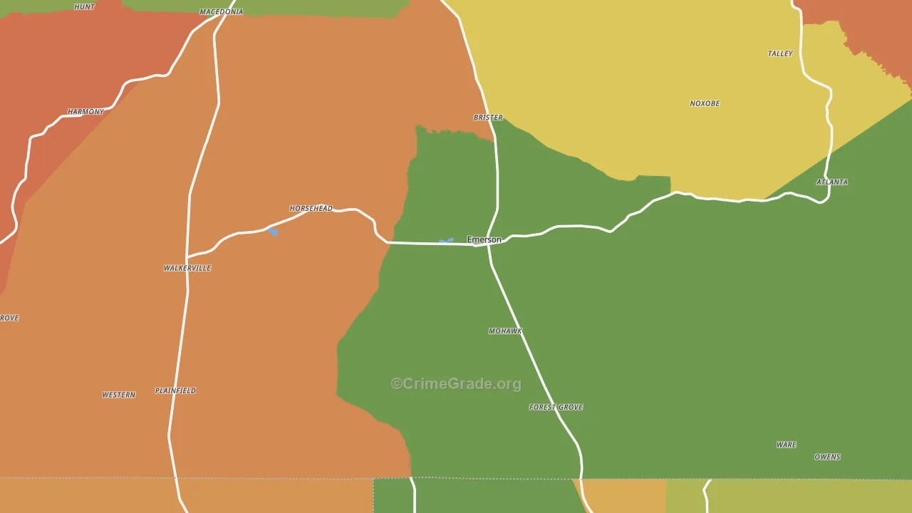 Emerson, AR Map of Assault Rates