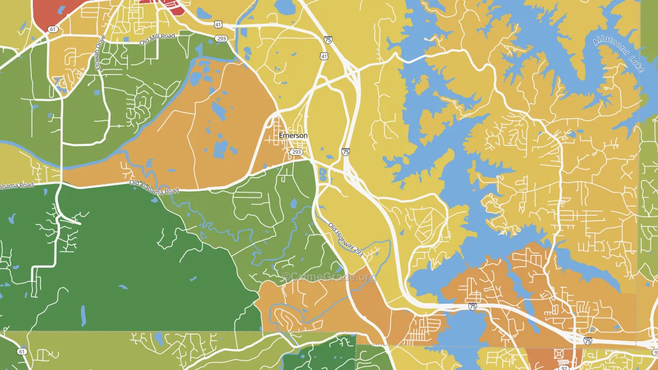 Emerson, GA Map of Assault Rates