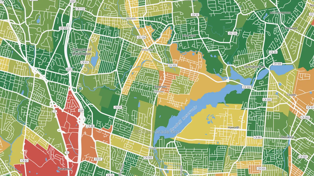 Emerson, NJ Map of Assault Rates