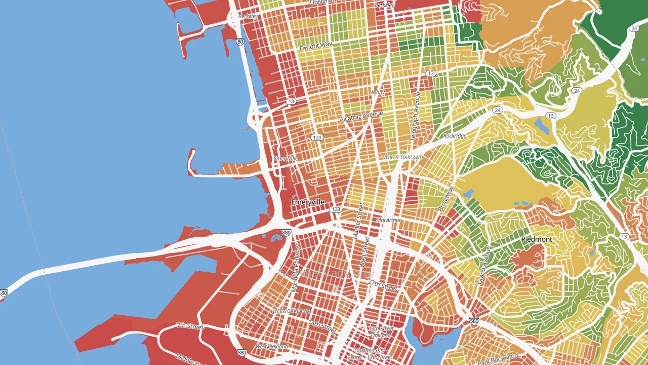 Emeryville, CA Map of Assault Rates