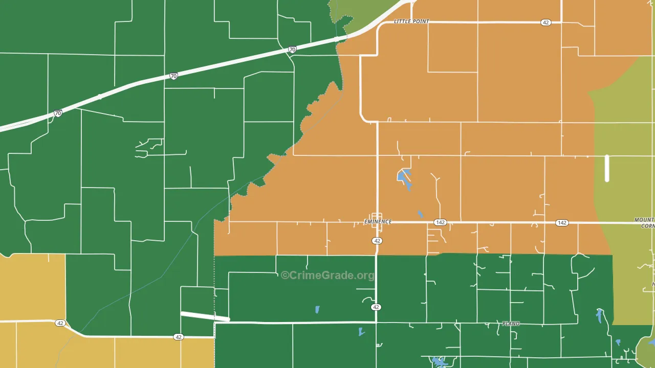 Eminence, IN Map of Assault Rates