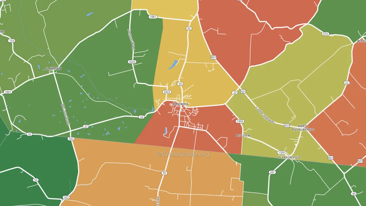 Eminence, KY Map of Assault Rates
