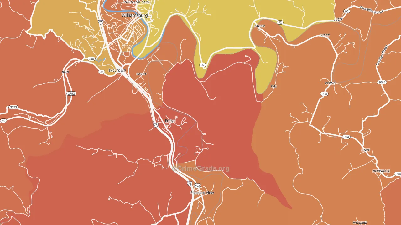 Emlyn, KY Map of Assault Rates