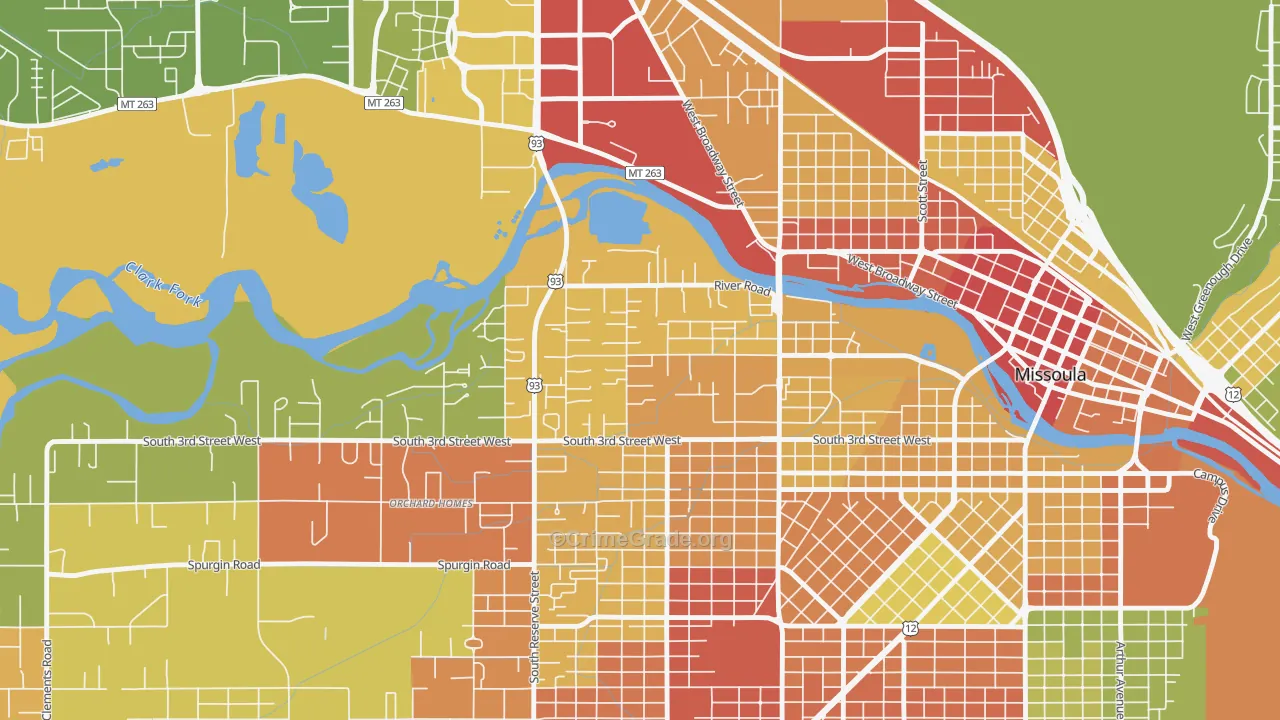 Emma Dickinson Orchard Homes, Missoula, MT Map of Assault Rates