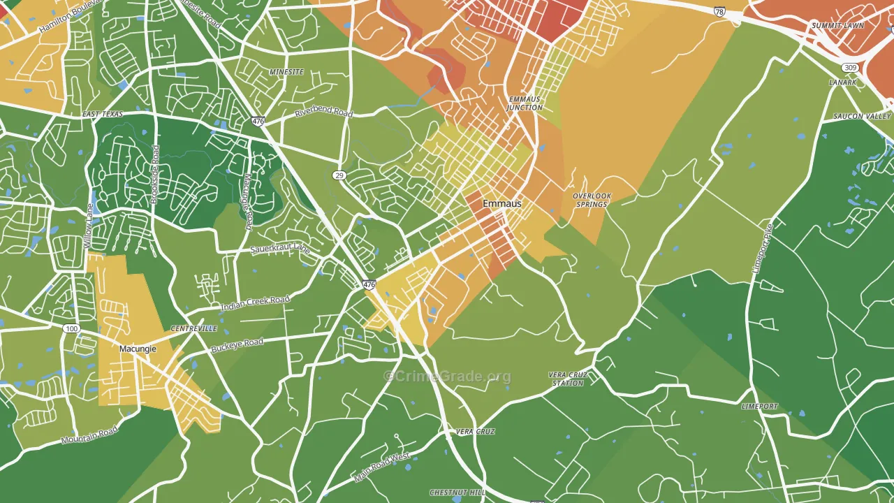Emmaus, PA Map of Assault Rates