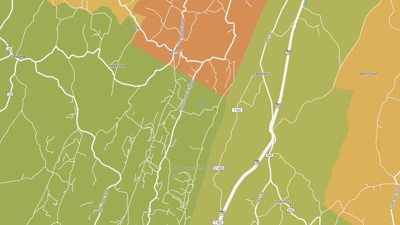 Emmaville, PA Map of Assault Rates