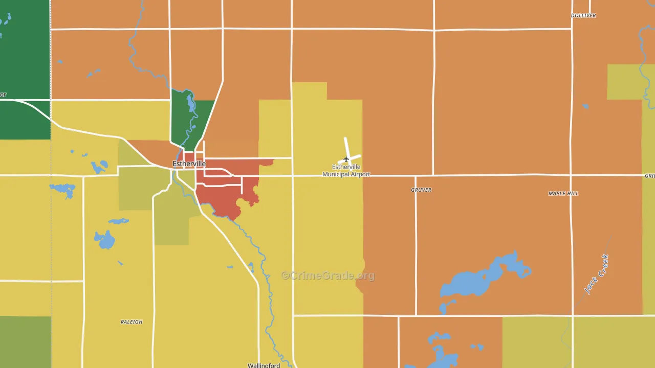 Emmet County, IA Map of Assault Rates