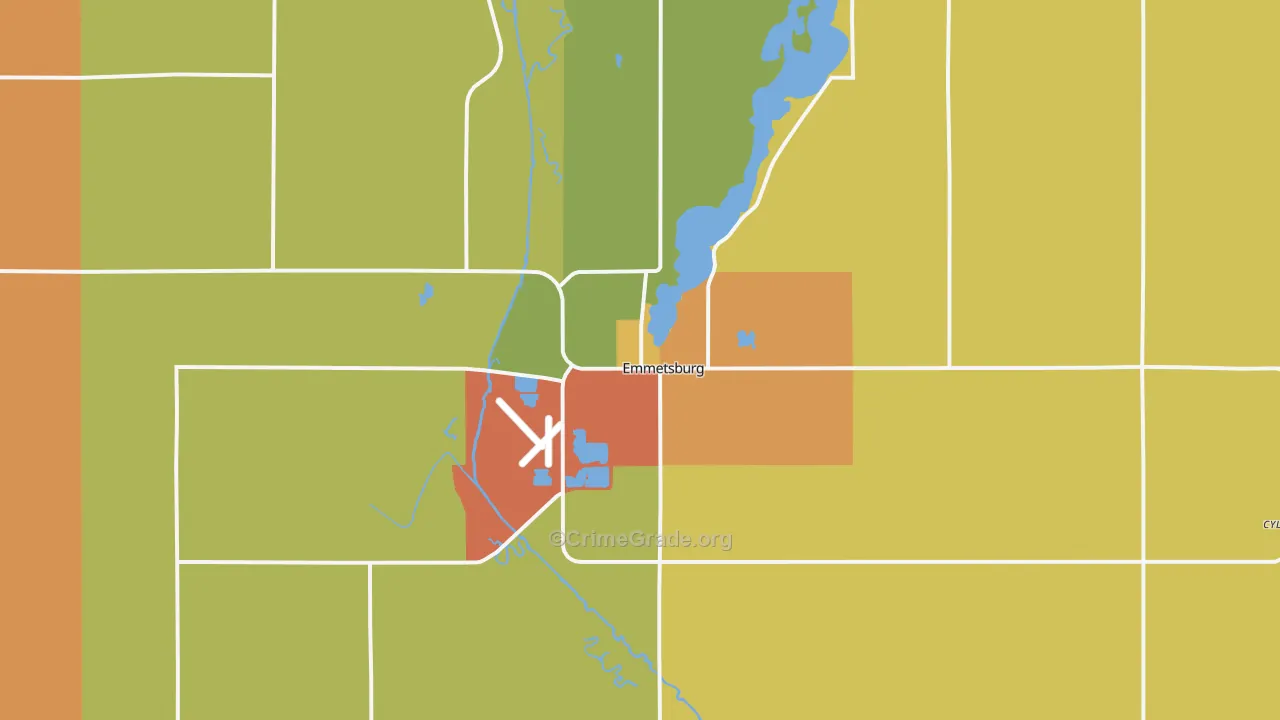 Emmetsburg, IA Map of Assault Rates