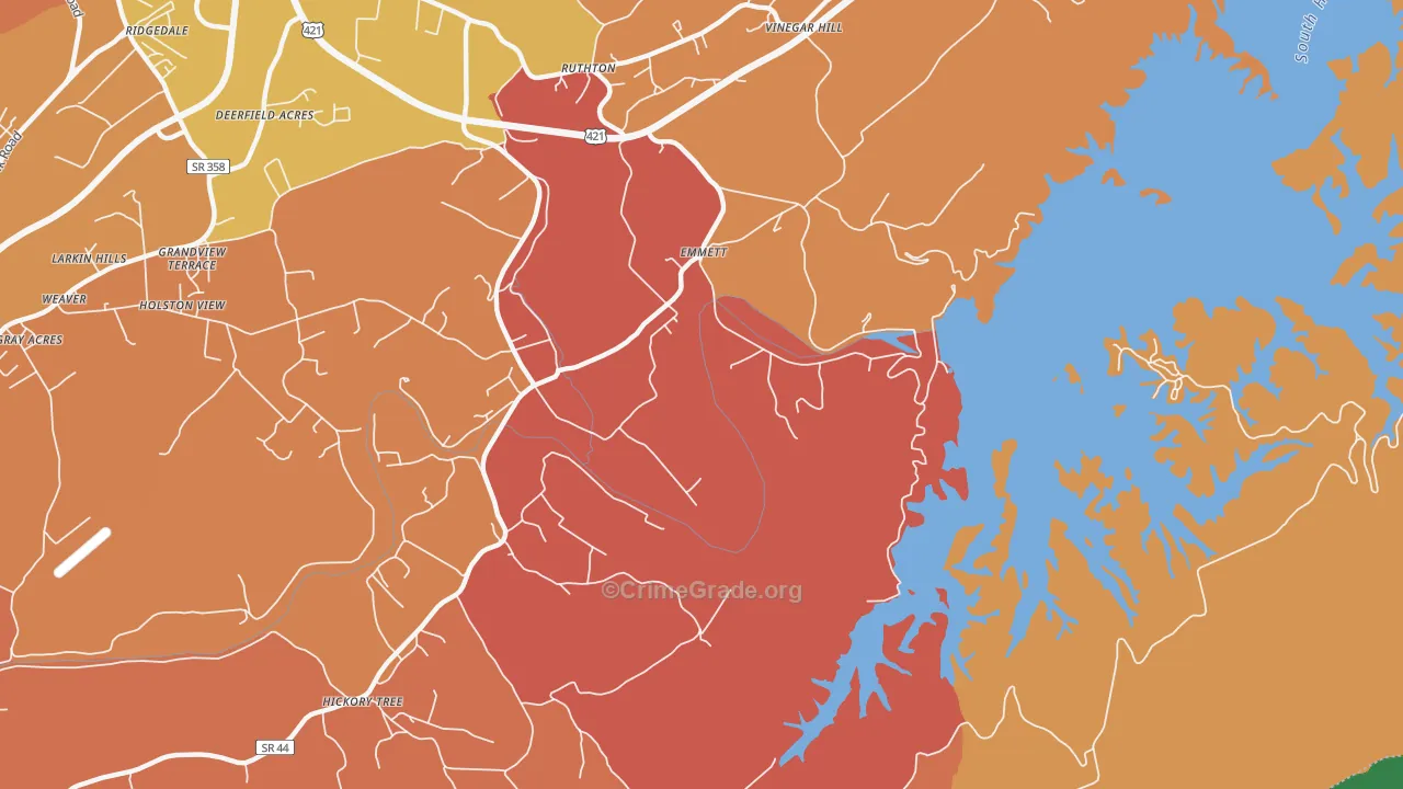 Emmett, TN Map of Assault Rates
