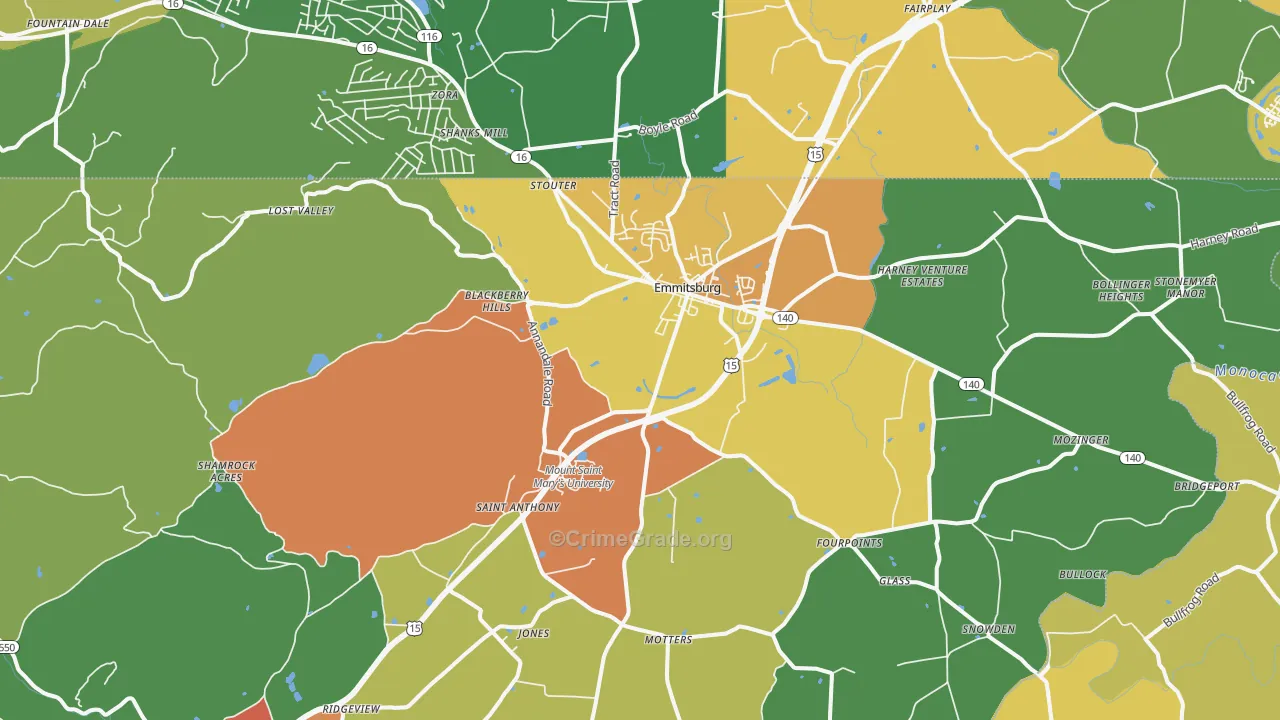 Emmitsburg, MD Map of Assault Rates