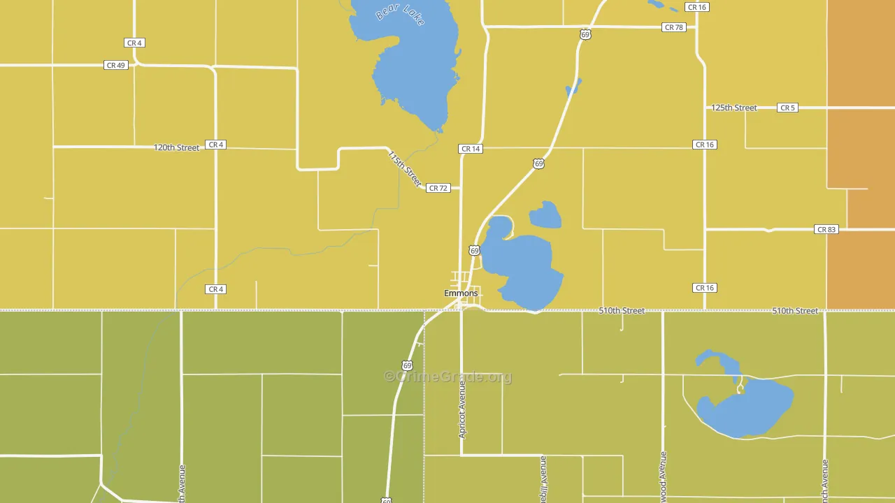 Emmons, MN Map of Assault Rates
