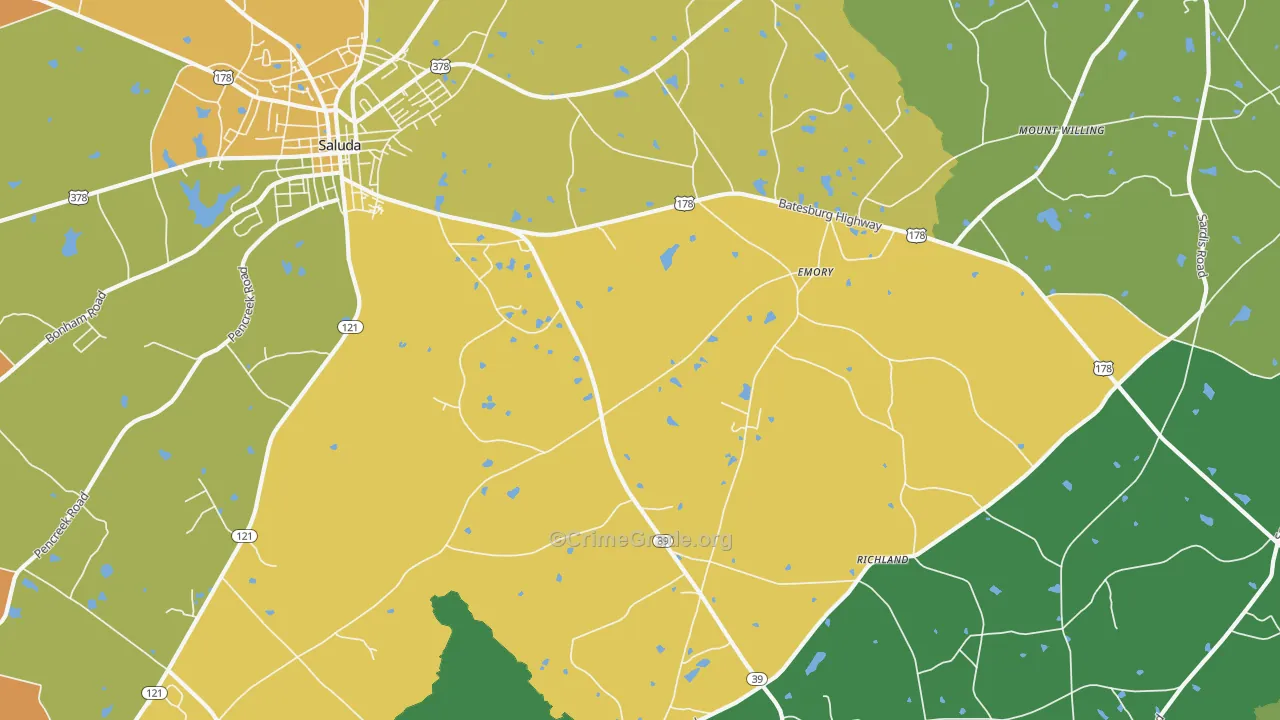 Emory, SC Map of Assault Rates