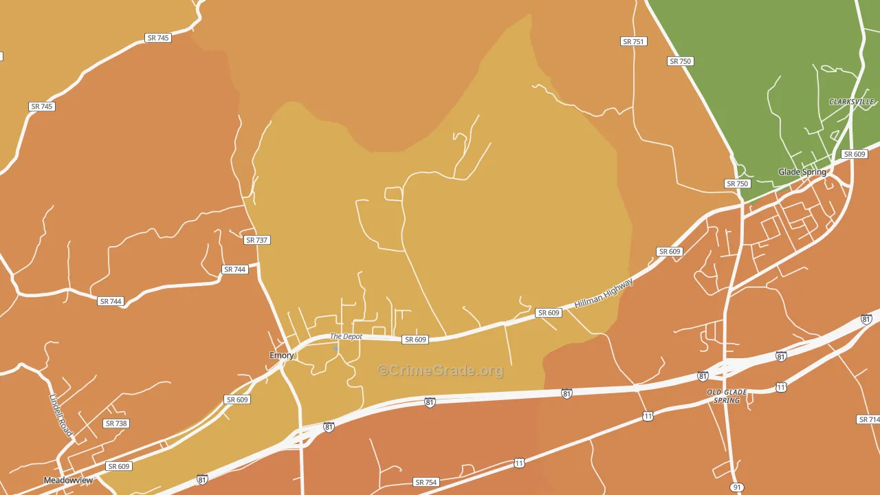 Emory, VA Map of Assault Rates